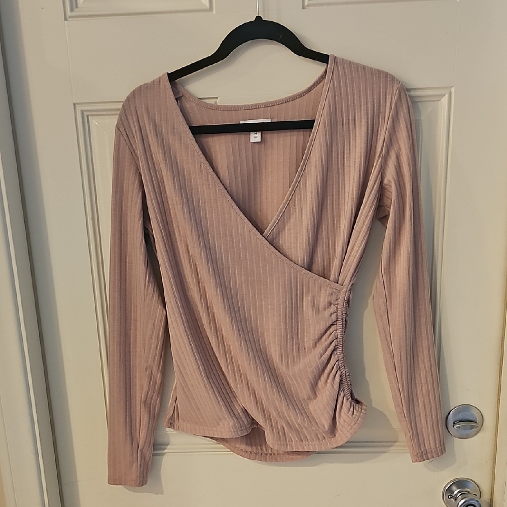 Nine West Dusty Pink Wrap Blouse